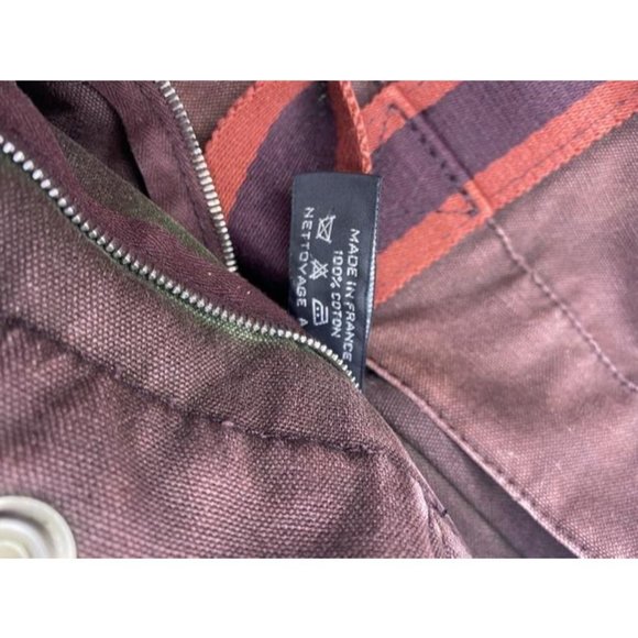 Hermes Toile Fourre Tout Mm Burgundy Fabric Tote - Picture 10 of 10